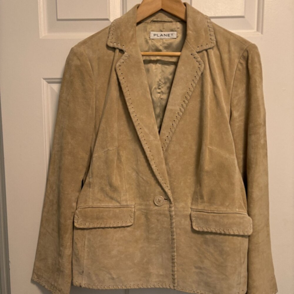 Vintage Beige 100% Suede Women's Blazer